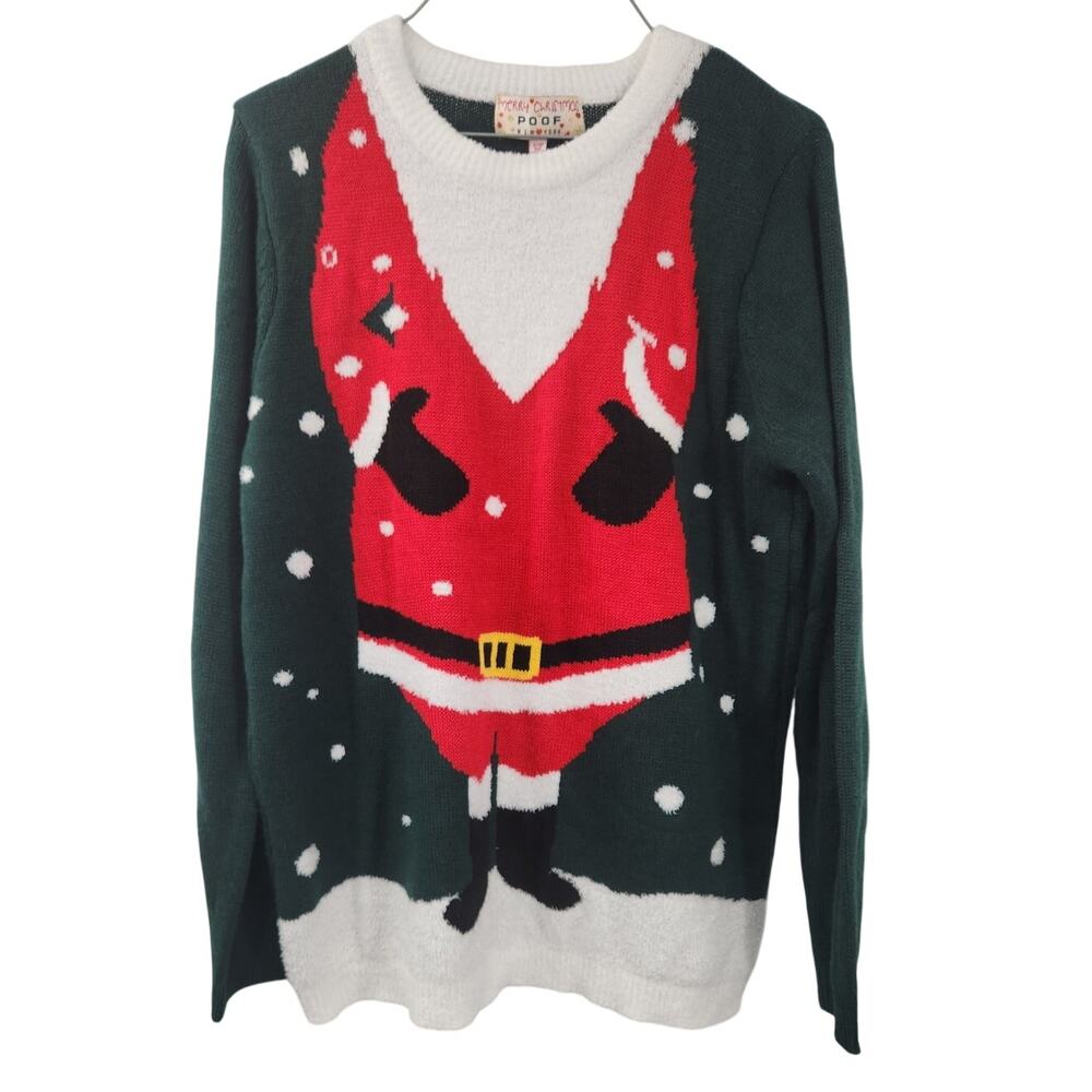 Poof Santa Ugly Christmas Sweater Womens Size Medium M
